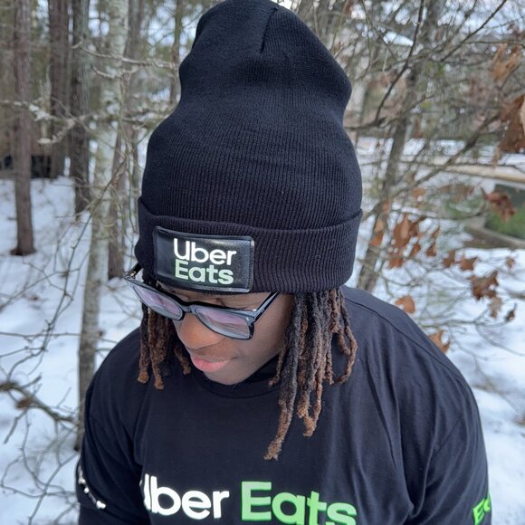 UberEats Reflective Hooded Sweatshirt Hoodie - Delivery Driver (Black) - Picture 13 of 17